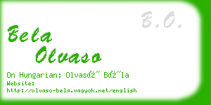 bela olvaso business card